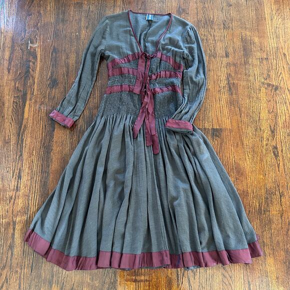 Jean Paul Gaultier Vintage Brown Dress Ribbons Size 36 / S - Picture 9 of 16